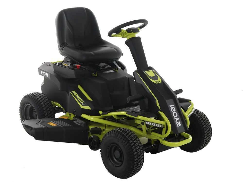 Tracteur Tondeuse à Batterie Ryobi RM480E - Coupe Mulching - Éjection Latérale - 4 X 12V Au Plomb Liquide 12 Tracteur Tondeuse à Batterie Ryobi RM480E - Coupe Mulching - Éjection Latérale - 4 X 12V Au Plomb Liquide – Image 12